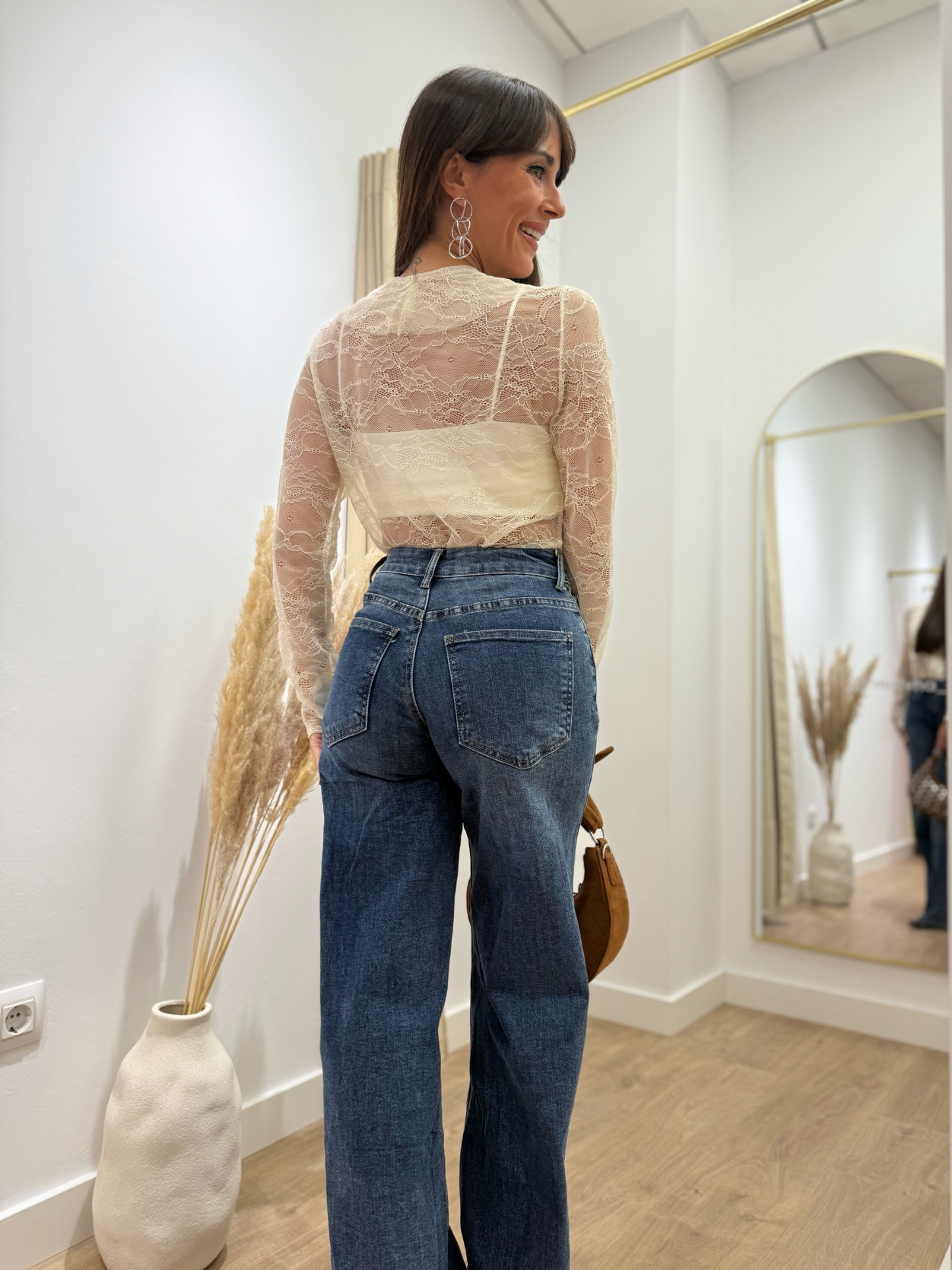 Vaquero wide leg oscuro