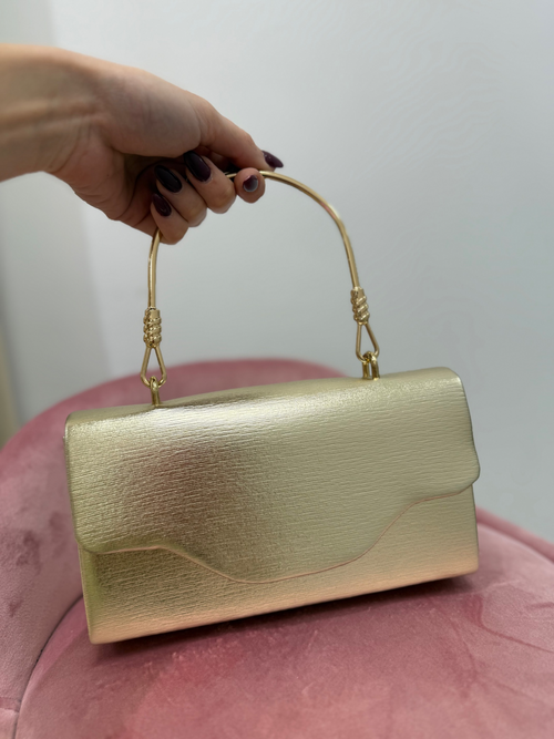 Bolso dorado asa metalizada