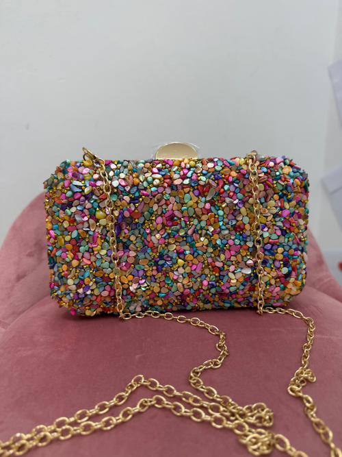 Bolso joya multicolor con Pedrería